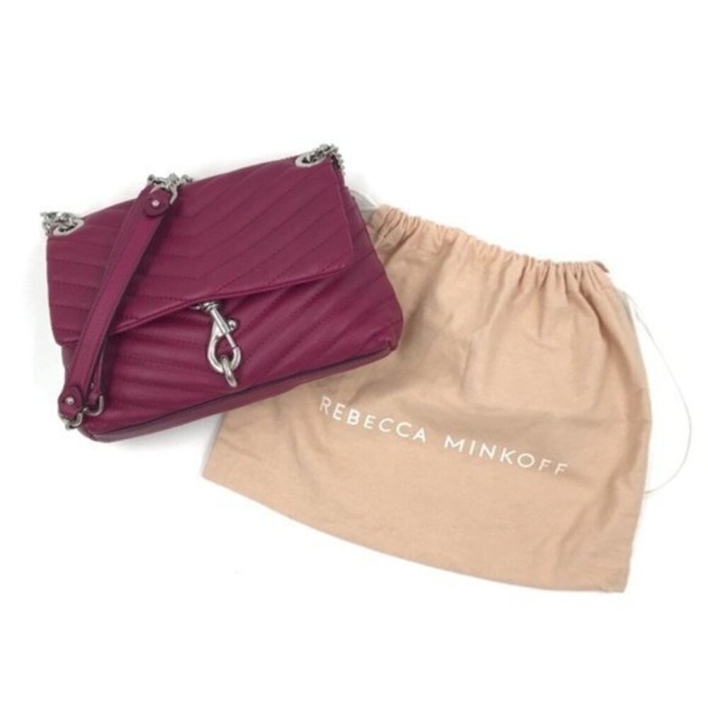 Rebecca Minkoff Leather Edie Crossbody Magenta Purse With Silver Hardware Small